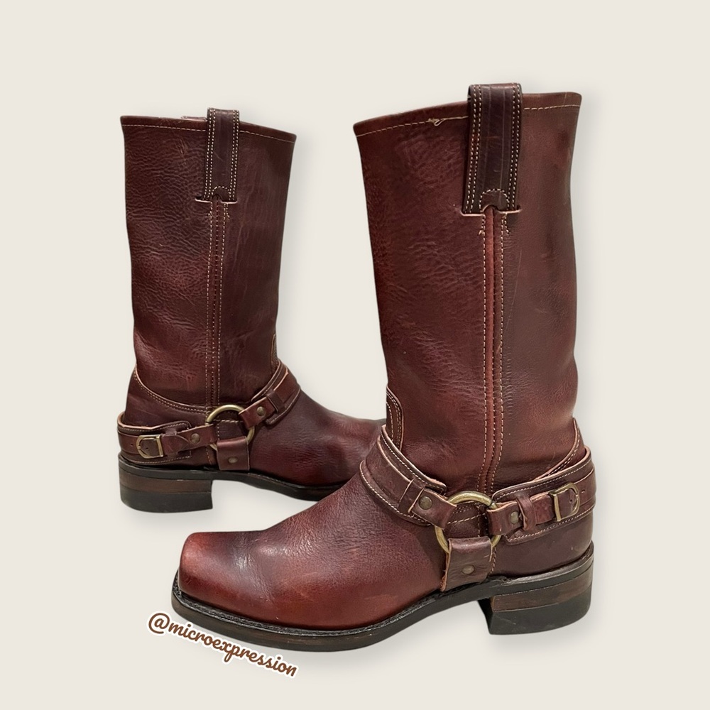 $599 Frye Vintage Harness 12R Brown Leather Cavalry Distressed Motorcycle Boot - Picture 9 of 16